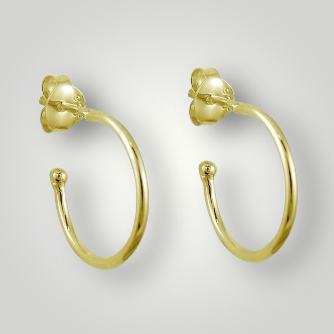 Aros plata de ley baño oro 1,5cm (para charms)