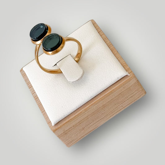 Anillo acero dorado (piezas gris antracita espejo)