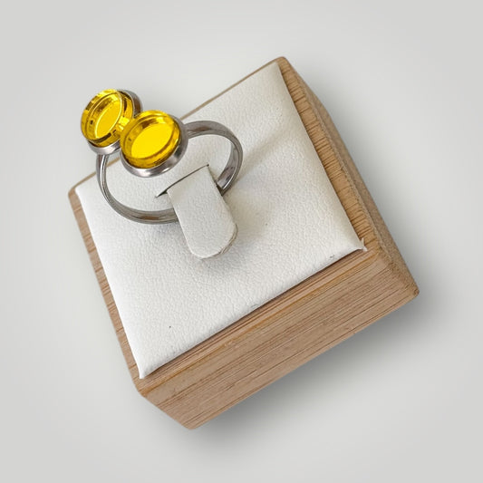 Anillo acero plateado (piezas amarillo espejo)