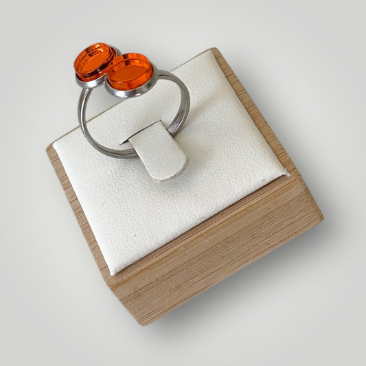 Anillo acero plateado (piezas naranja espejo)