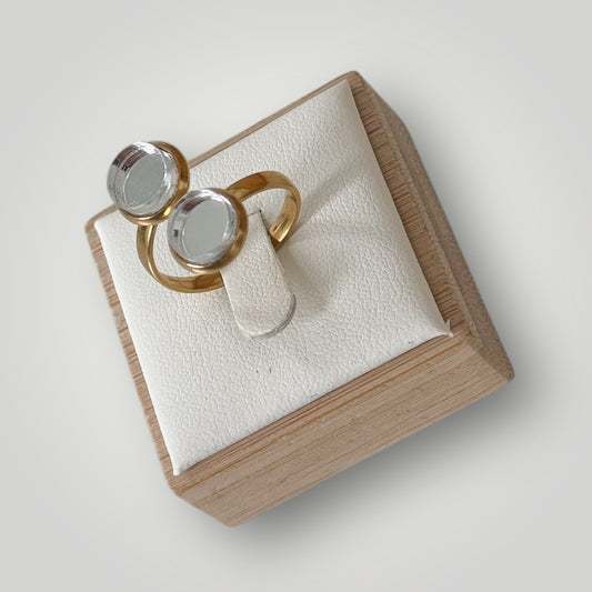 Anillo acero dorado (piezas plata espejo)