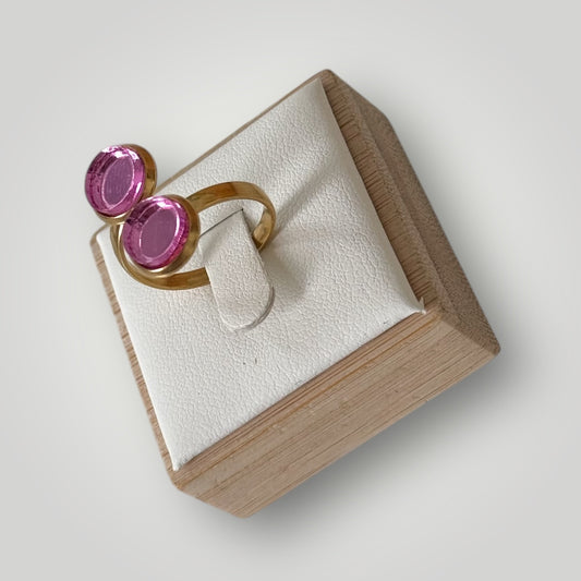 Anillo acero dorado (piezas rosa espejo)