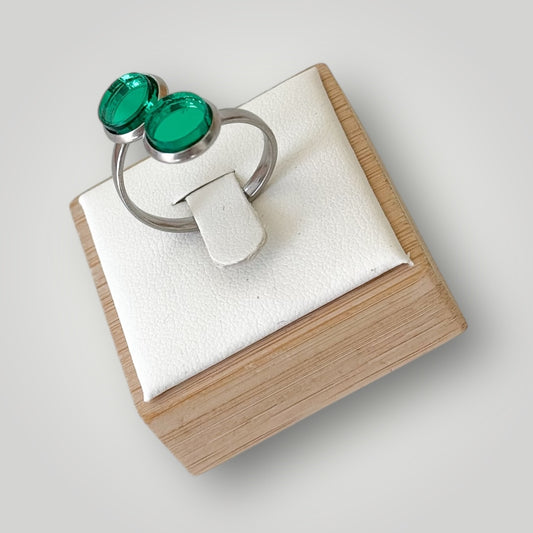 Anillo acero plateado (piezas verde espejo)