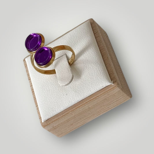 Anillo acero dorado (piezas morado espejo)