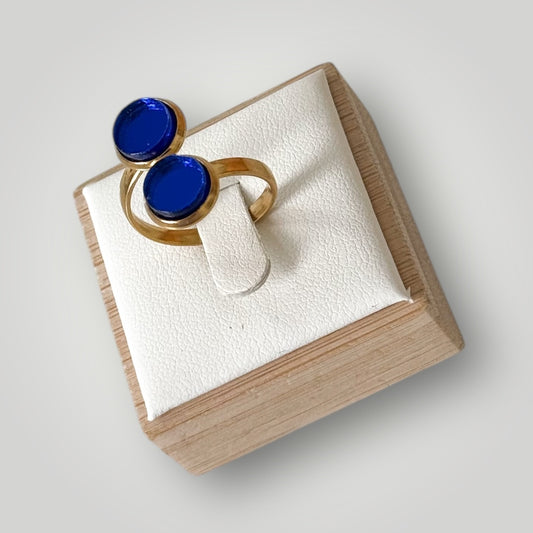 Anillo acero dorado (piezas azul espejo)
