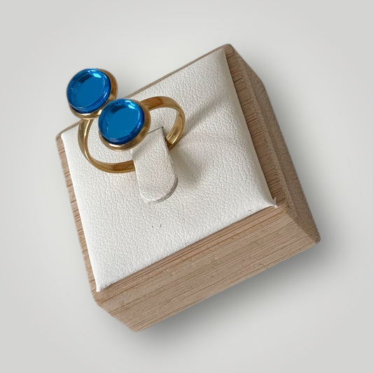 Anillo acero dorado (piezas celeste espejo)