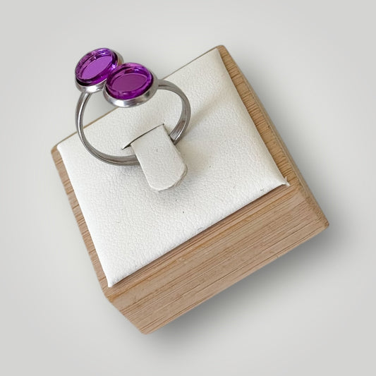 Anillo acero plateado (piezas lila espejo)