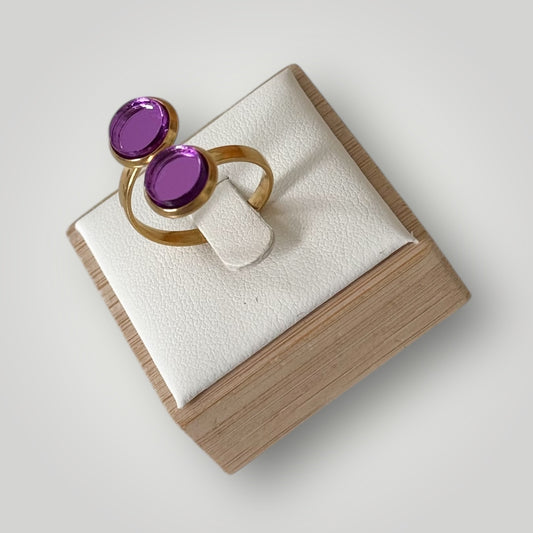 Anillo acero dorado (piezas lila espejo)