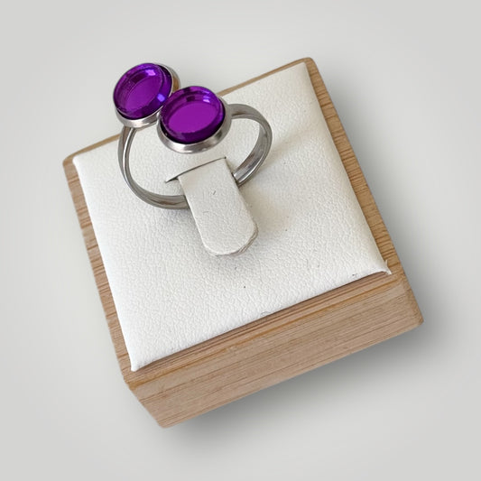 Anillo acero plateado (piezas morado espejo)