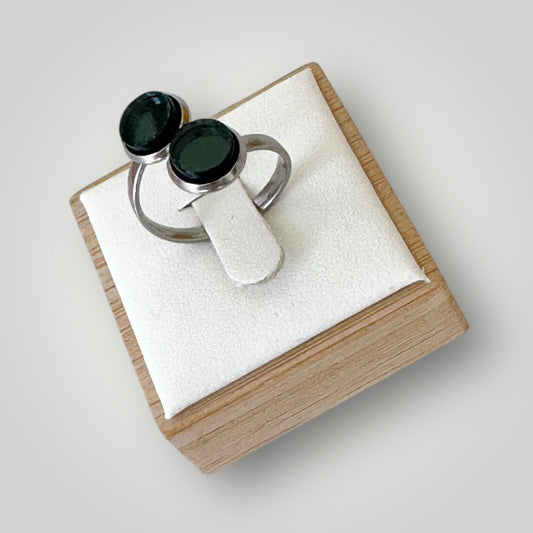 Anillo acero plateado (piezas gris antracita espejo)