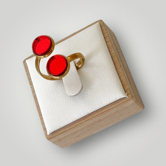 Anillo acero dorado (piezas rojo espejo)