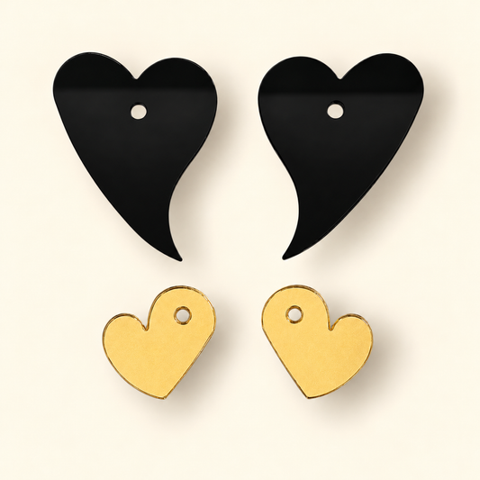 Corazones ochenteros (negro y plata/dorado)