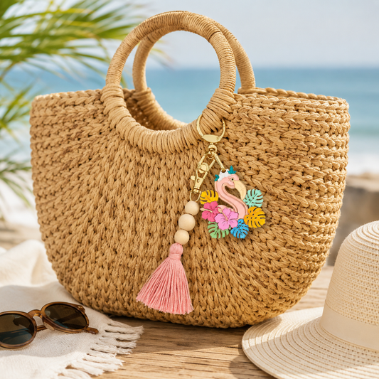 Charm para bolso. Flamenco tropical