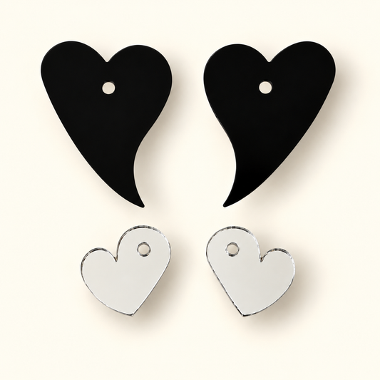 Corazones ochenteros (negro y plata/dorado)
